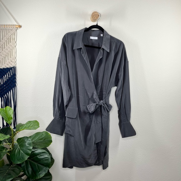 Equipment Dresses Equipment Femme Aaleah Silk Wrap Dress In Grey